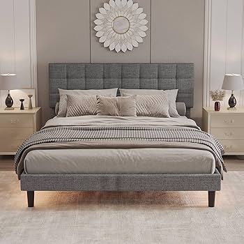Amazon.com: Resenkos Queen Size Platform Bed Frame, Linen
